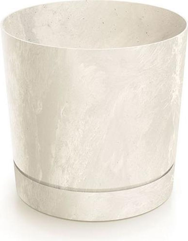 Pot de fleurs BETON EFFECT couleur crème avec socle Image du produit 