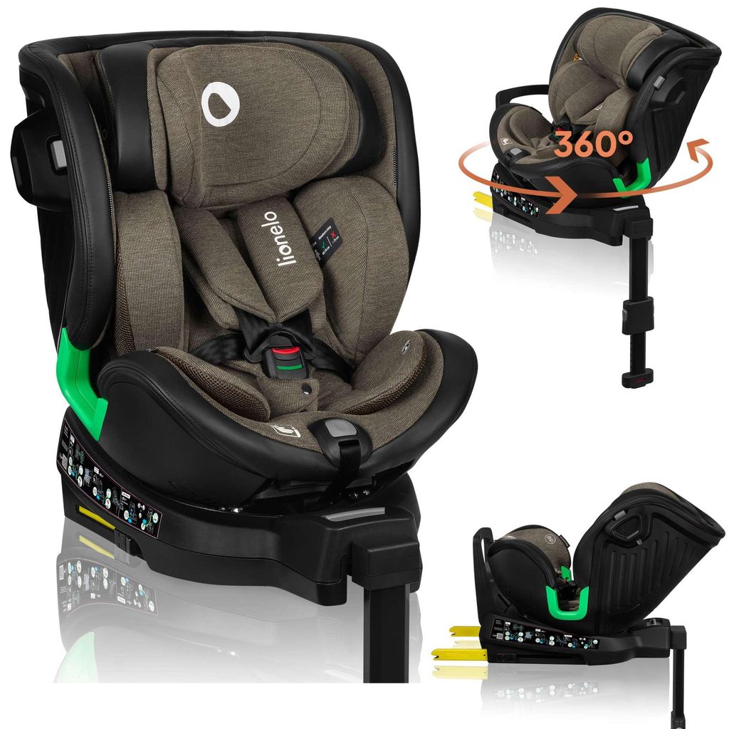 Lionelo Kindersitze Harmony i-Size, 360° EasyTurn Basis, ISOFIX und Stützfuß, BuckleAlarm, Side Impact Guard, Verstellbare Kopfstütze und Rück...