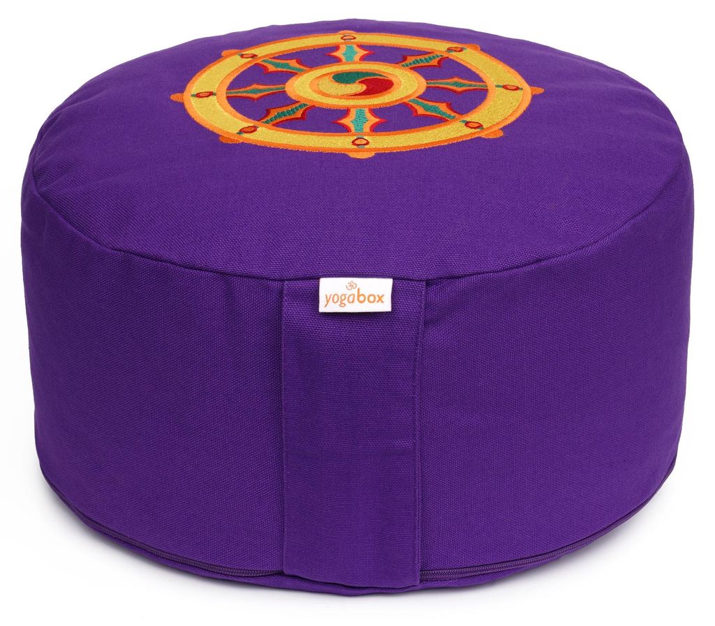 yogabox Meditationskissen Glückssitz Rondo Dharmarad - violett 33 x 33 x 15 cm Buchweizenschalen