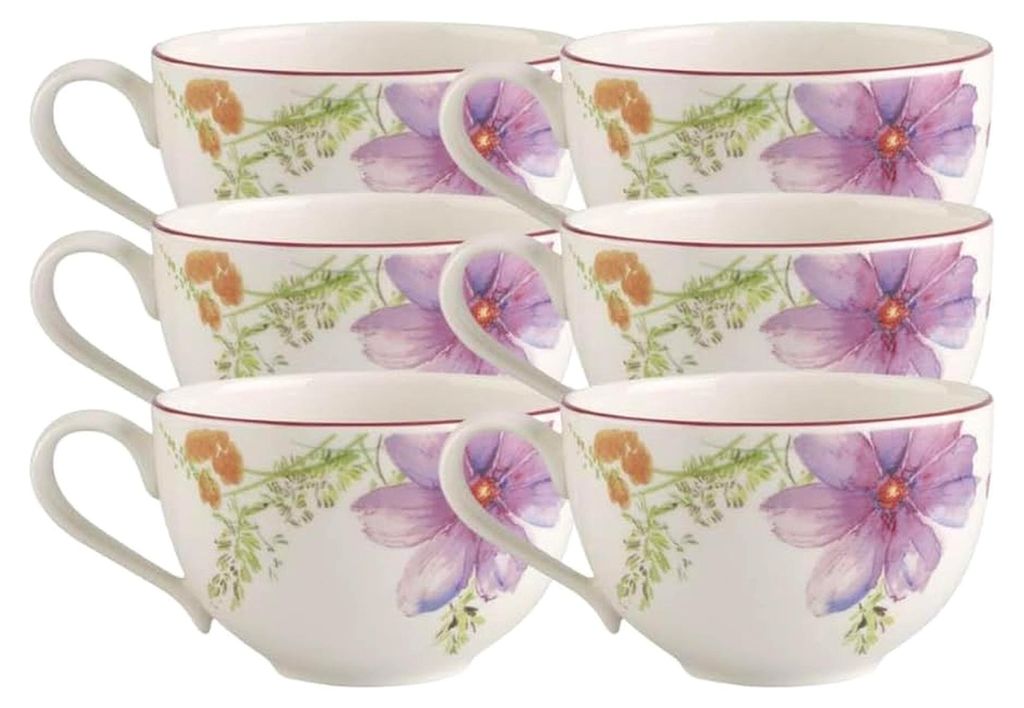 Mariefleur Basic Kaffeetasse, 6 Stück, 250 ml, Höhe: 6 cm, Premium Porzellan