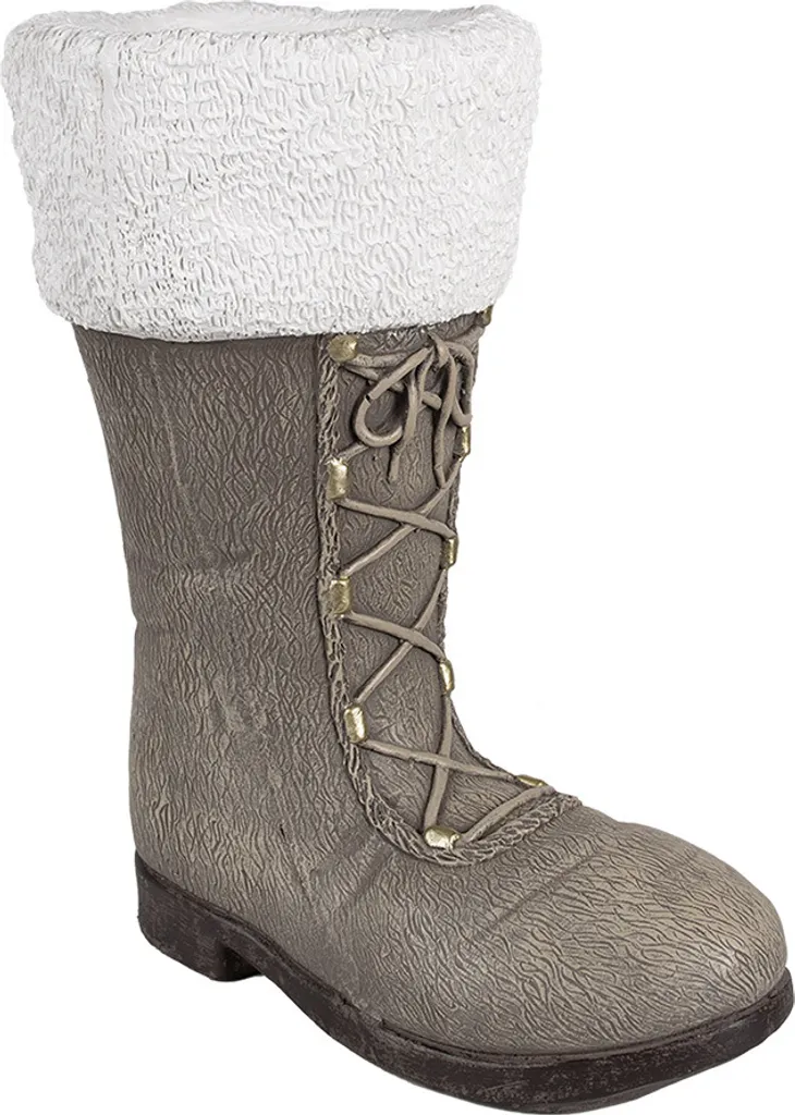 Botte de Noël Clayre & Eef en céramique grise - Déco d'hiver 43 cm