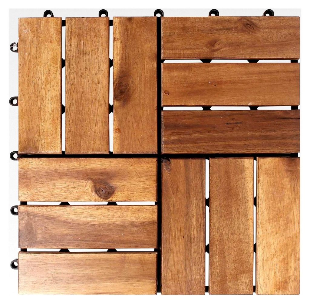 11 Stück 30x30 cm Akazienfliesen = 1 m² Holzfliesen für Terrasse und Balkon
