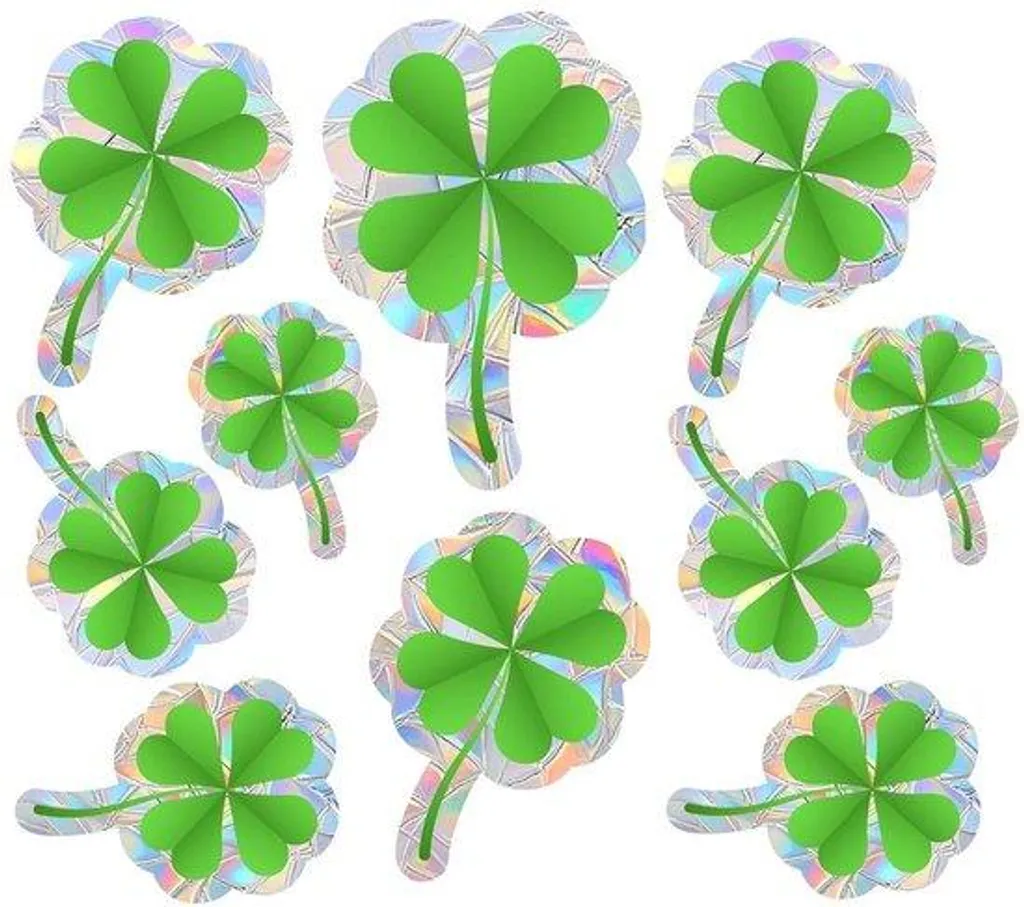 Lot de 12 stickers trèfle à quatre feuilles vert pour vitres Irish Days
