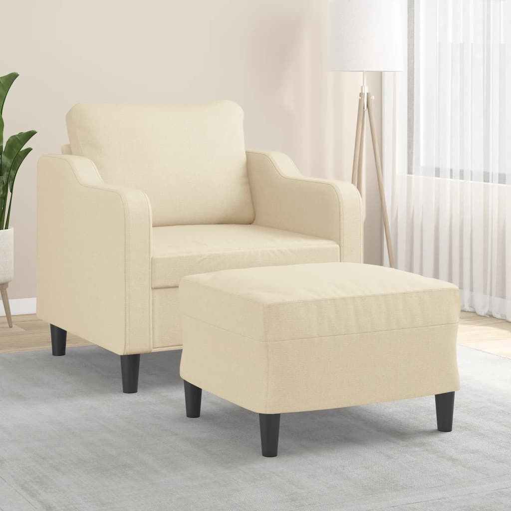 Maison Exclusive - Sessel mit Hocker Creme 60 cm Stoff