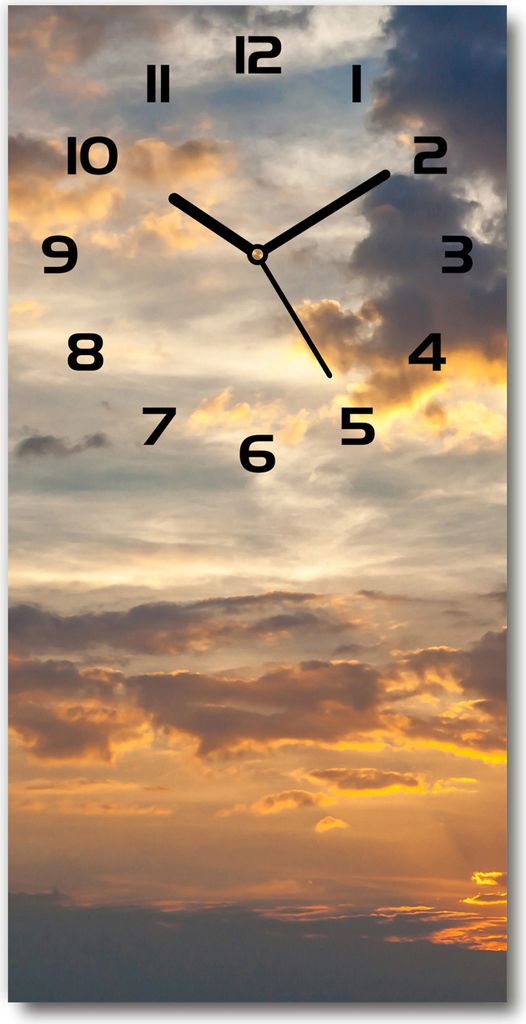 Wanduhr aus Glas – 30x60 cm - Glasbild - Glasuhr - Gehärtetes Glas -Sonnenuntergang Himmel