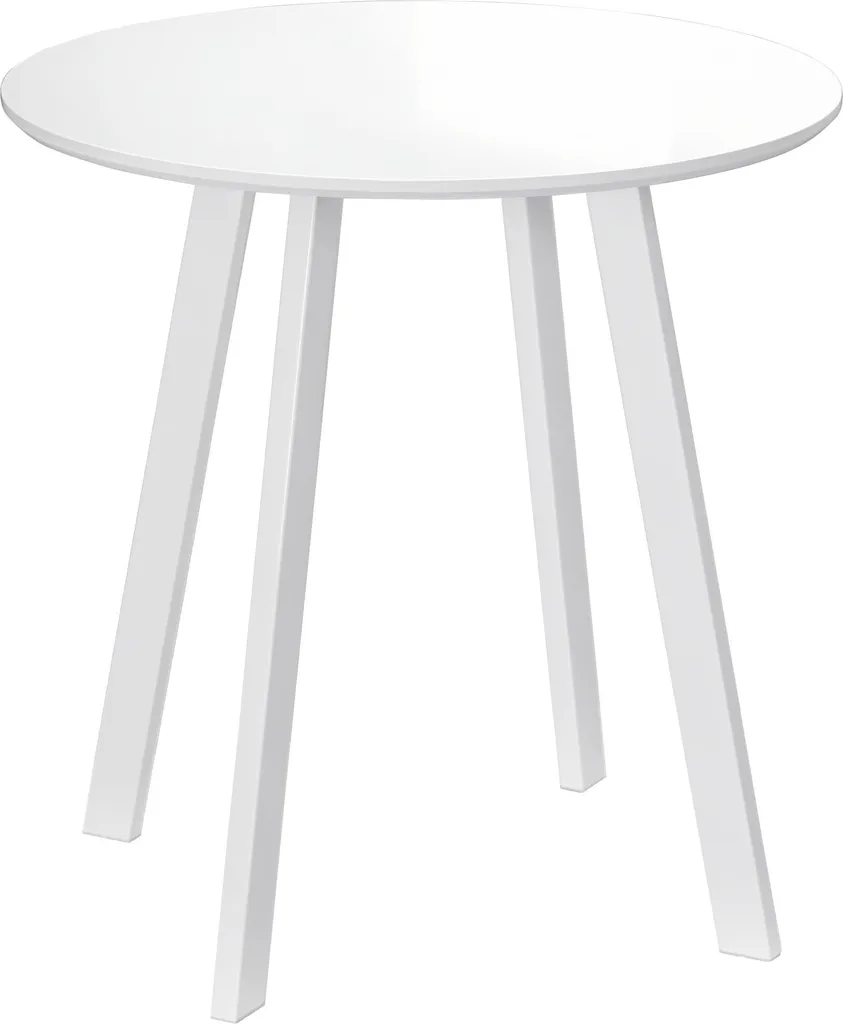 HOMCOM Table de salle à manger ronde blanche avec pieds biseautés
