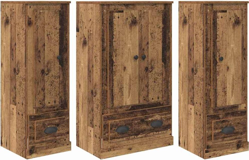 Highboard mit Schubladen 3 pcs Altholz Holzwerkstoff