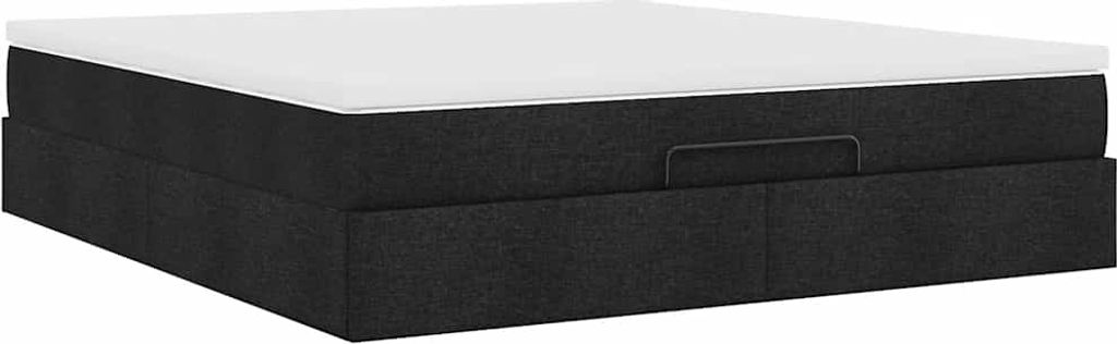 Ottoman-Bett mit Matratze Schwarz 160x200 cm Stoff