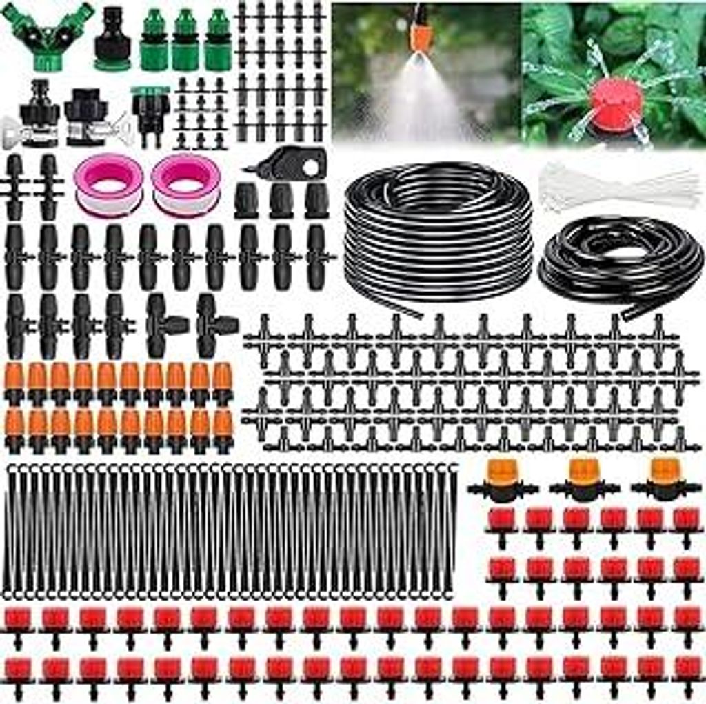 Garten BewässerungsSystem, 340Pcs Garten Bewässerung Kit,55M+15M Bewässerungsrohre,Automatik Tröpfchenbewässerung Gartenbewässerung Misting K...