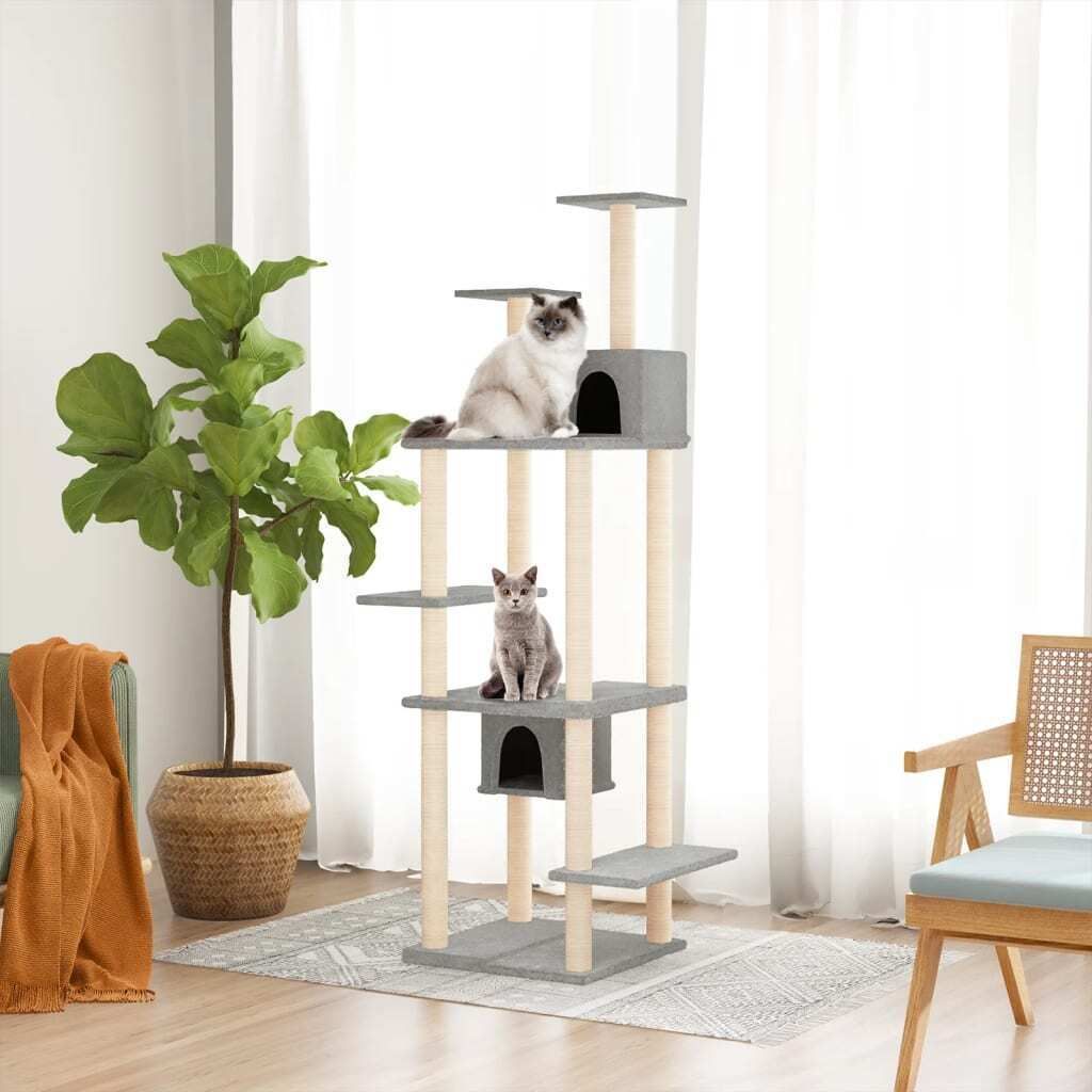 "2026 Promotion" Kratzbaum mit Sisal-Kratzsäulen Hellgrau 176 cm - Kratzbäume CC1963