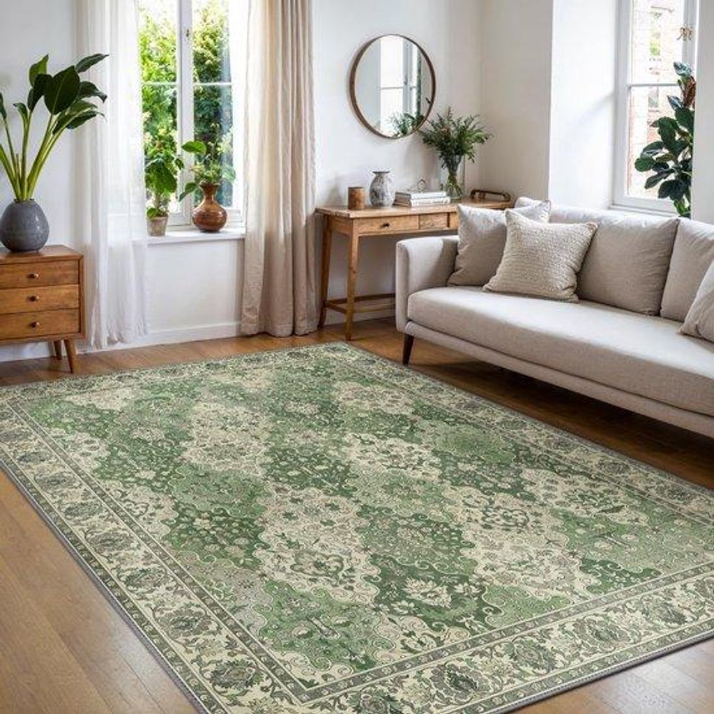 Wasbarer Antislip-Vloerkleed 200x290cm, lichtgewicht, vintage Boho-Stil, duurzame Mat