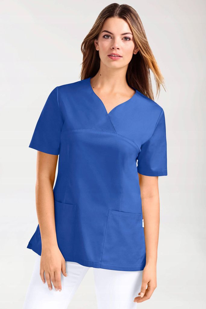 Damen-Tunika zum Hineinschlüpfen – Herzförmiger Ausschnitt, Blau, Größe M