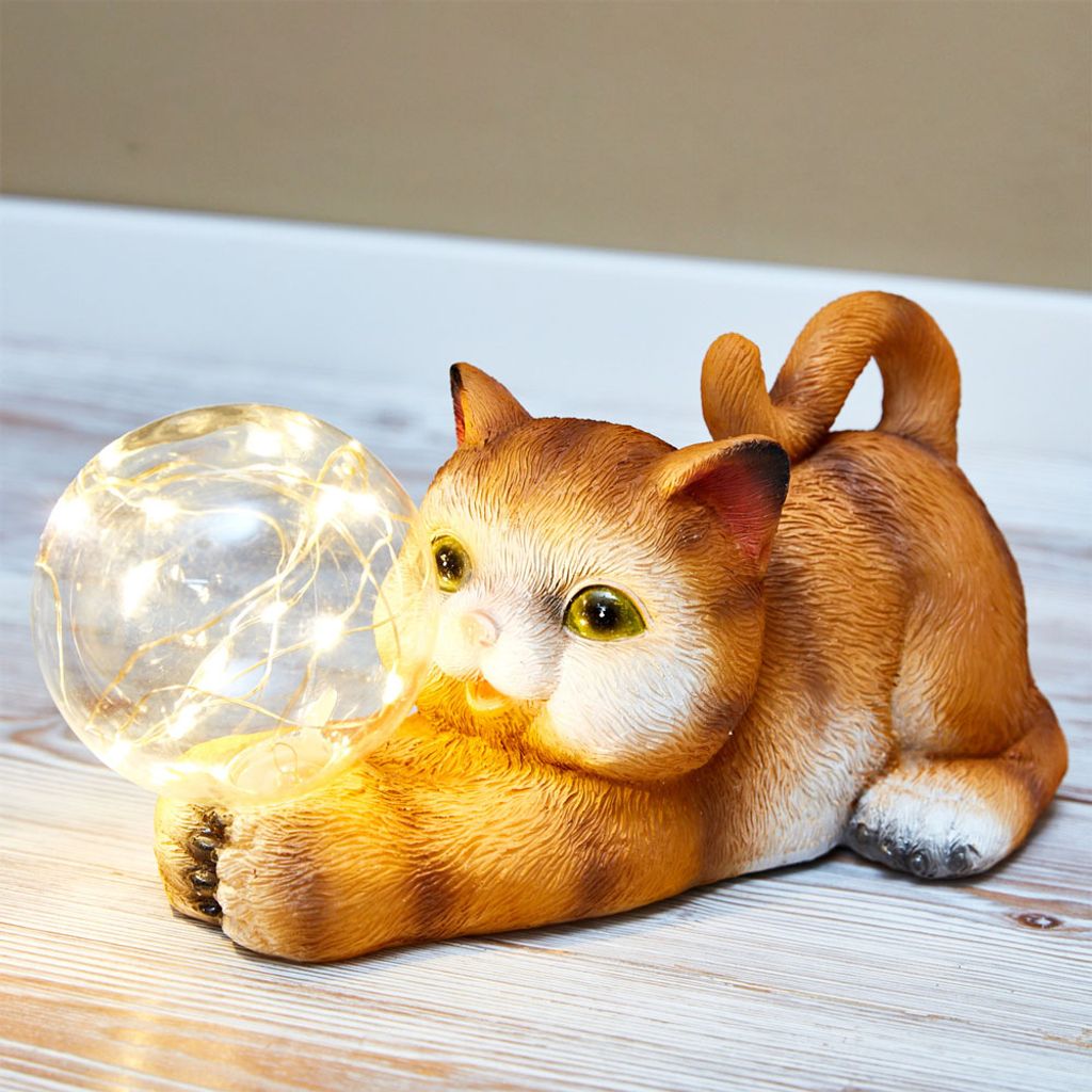 Katze LED Leuchte Solar Garten Solarlampe
