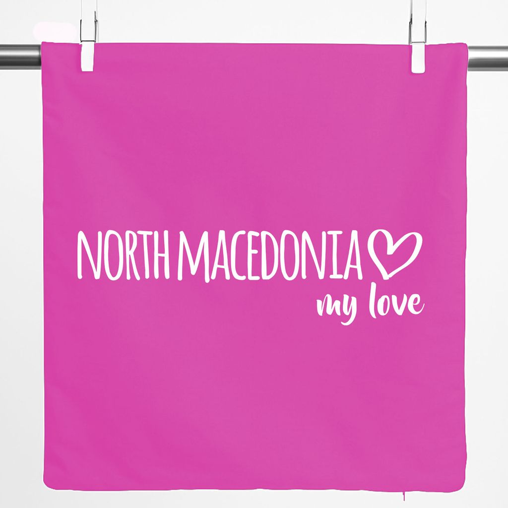 Huuraa Kissenbezug North Macedonia my love 40x40cm Fuchsia Baumwolle Dekokissenbezug Geschenkidee