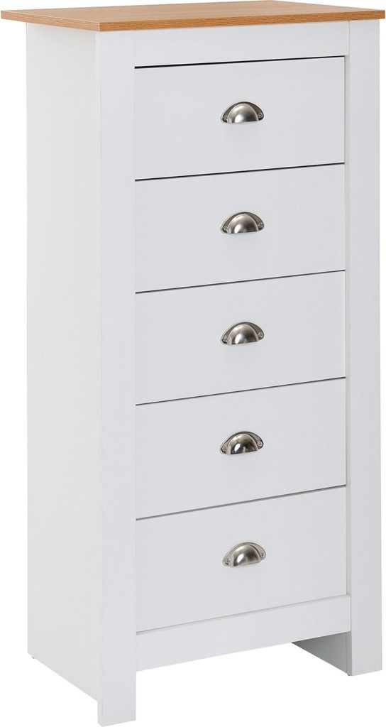 Avec 5 tiroirs 53x114x39 cm commode blanche / moderne chêne Image du produit 
