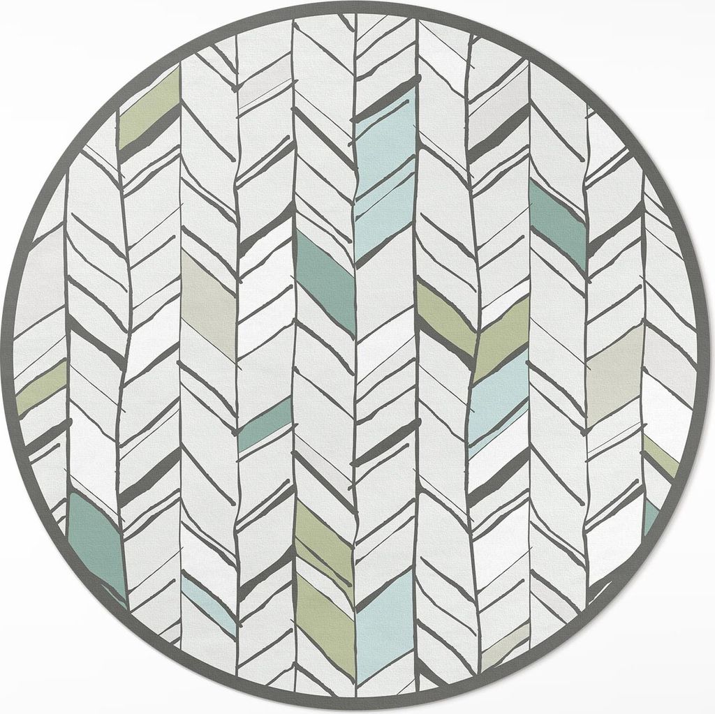 Abstrakte Illustration Fischgräten Indischer Stil– Vinylteppich – Indoor Teppich – Flur – Pflegeleicht – Runder Teppich – PVC Teppich ...