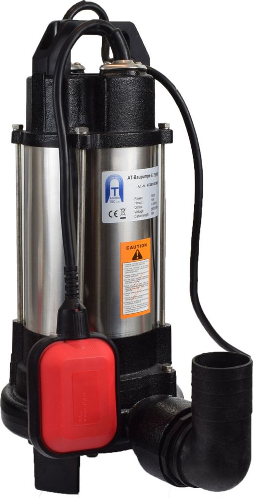 Agora-Tec Bau-, Abwasser- und Schmutzwasserpumpe-C 750W (mit Schneidwerk) 10m Kabel