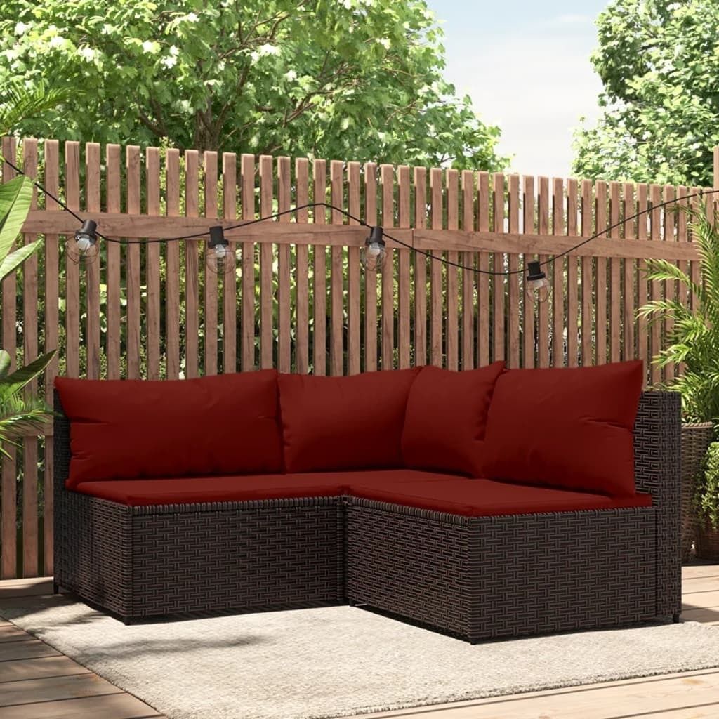 "im Angebot" 3-tlg. Garten-Lounge-Set, mit sofa, Terrassen-Sofa, mit Kissen Braun Poly Rattan - Gartensofas CC8619