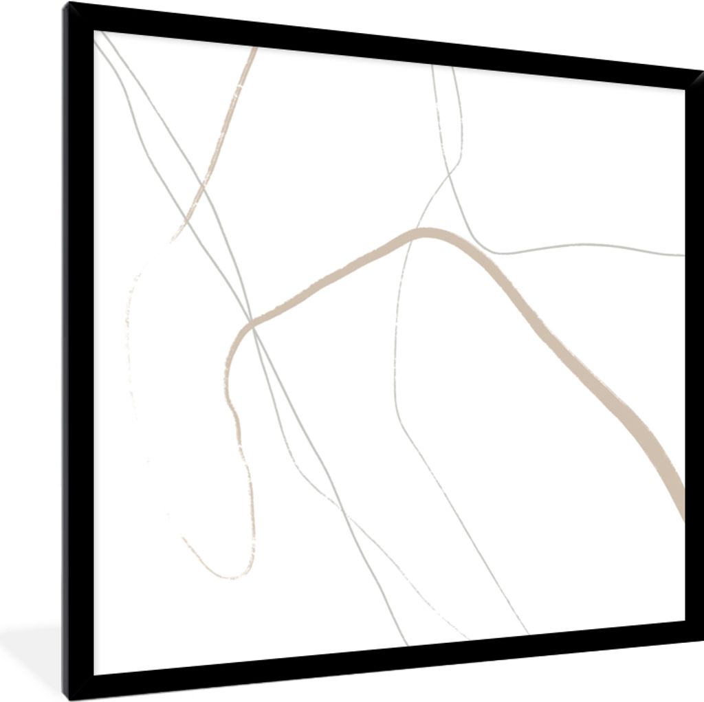 MuchoWow Gerahmtes Poster Abstrakt - Minimalismus - Linienkunst 40x40 cm - Poster mit Schwarzem Bilderrahmen Wandposter Rahmen Foto Bilder - Mit ...