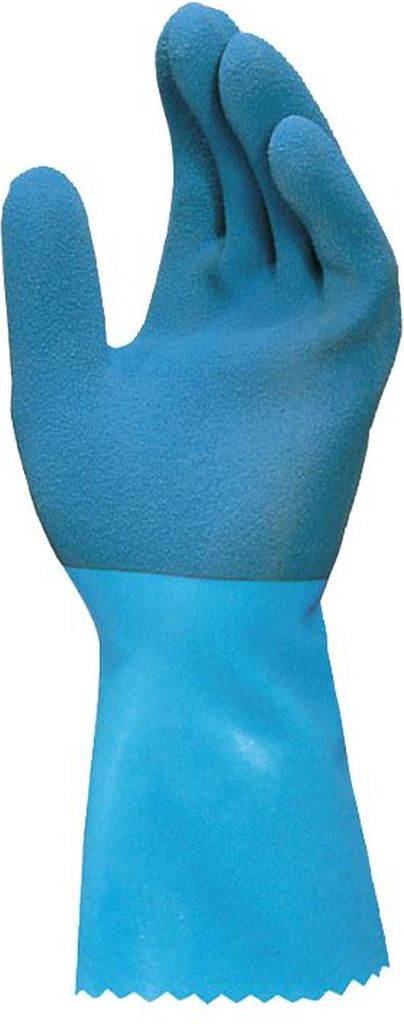 A blue glove is shown against a white background.