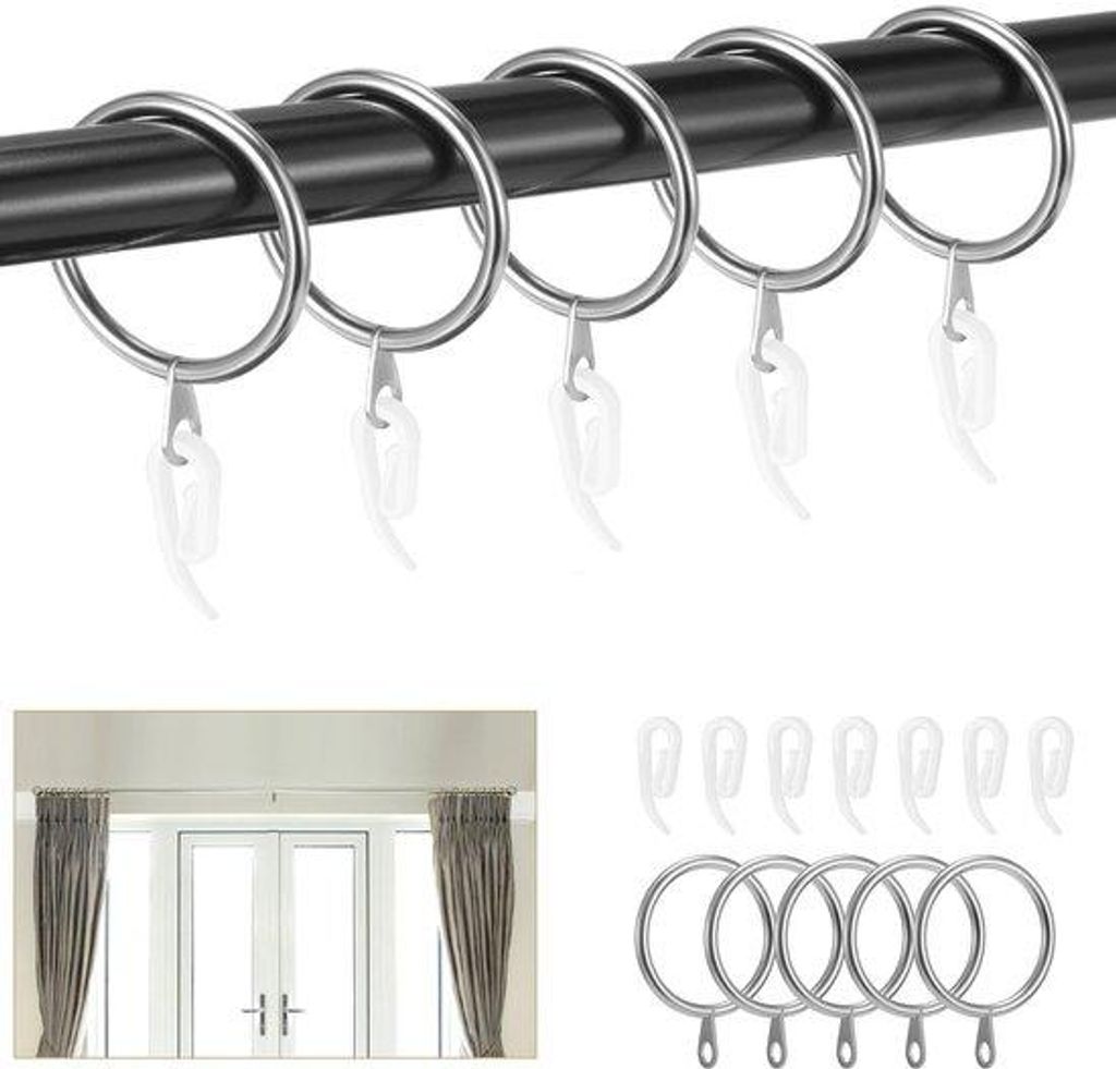 Silberne metallenen Duschgordinenhalterungen 45er Pack Binnenringdurchmesser 30 mm leise Halterungen für Duschgordinen