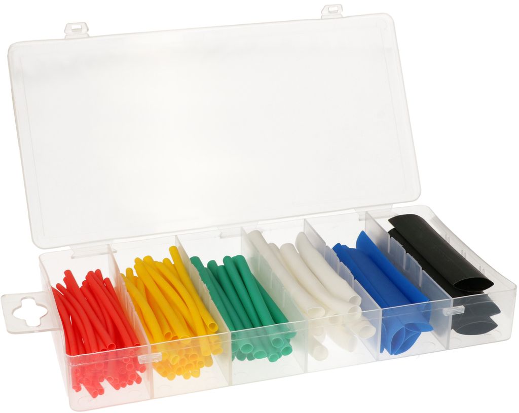 Schrumpfschlauch-Sortiment Schrumpfschläuche versch 100-tlg Set in Box Farben 