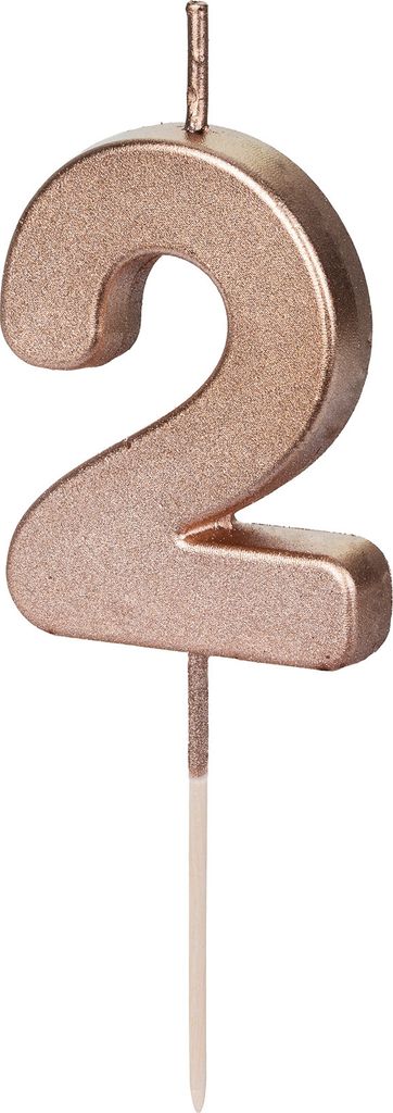 Geburtstagskerze Zahl 2, roségold, 4,5cm Produktbild 