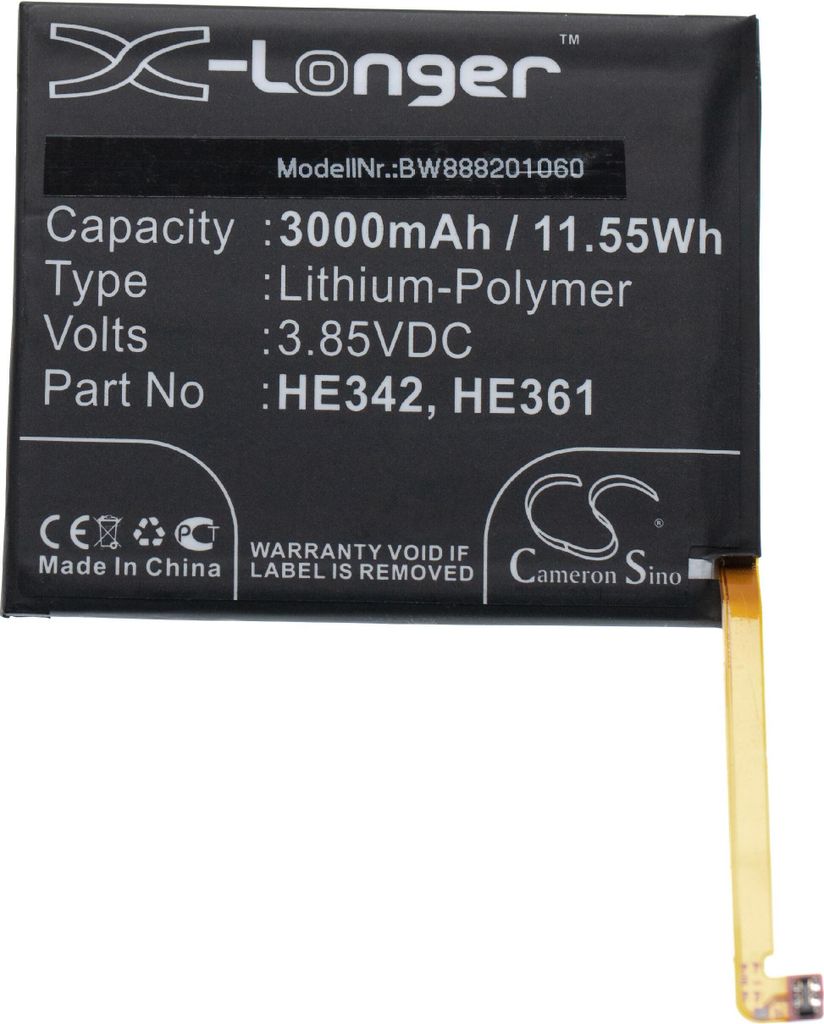 vhbw Akku kompatibel mit Casper VIA P3 Handy Smartphone Telefon (3000 mAh, 3,85 V, Li-Polymer)