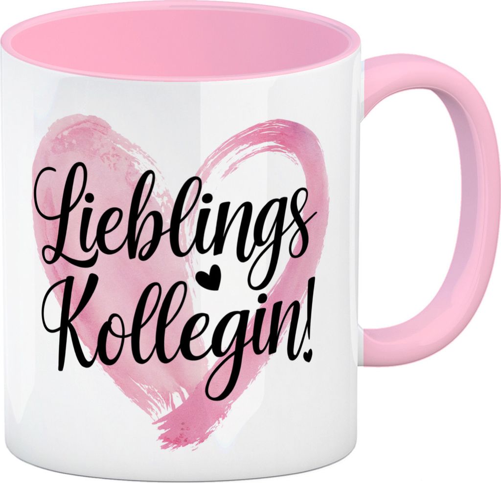 Lieblings Kollegin mit Herz Kaffeebecher in rosa