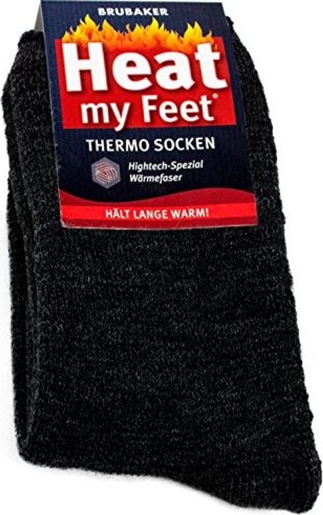 Brubaker 2 Paar Heat my Feet Uni Thermo Socken Anthrazit Größe 43-46