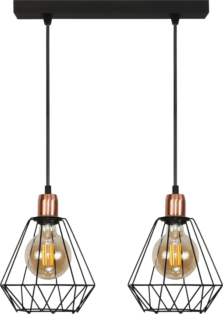 Suspension design TARIS noire en métal 2xE27 pour éclairage intérieur