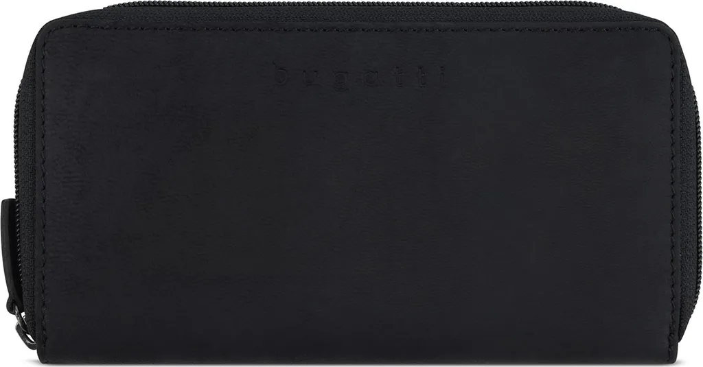 Bugatti Wallet Nero Donna - Portafoglio Chic Lungo con Zip