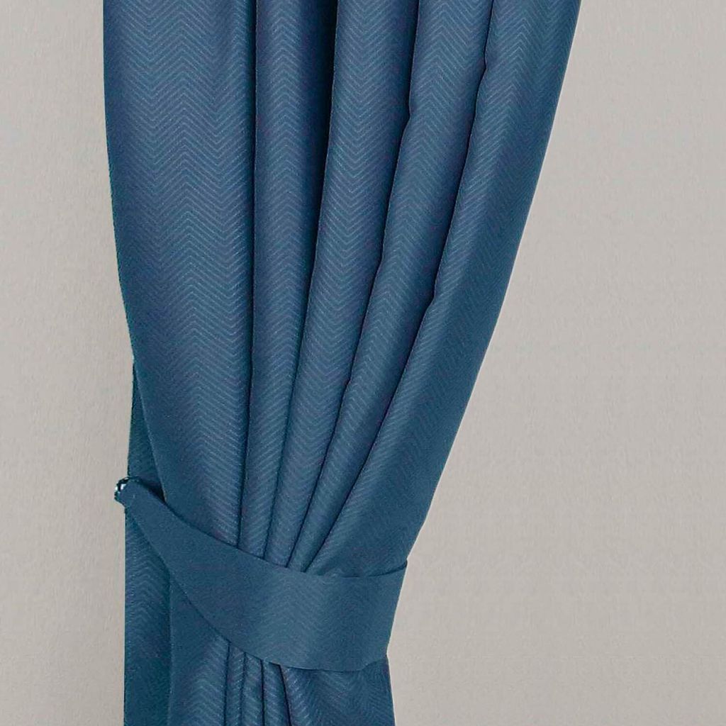 HOMESCAPES Raffhalter für Verdunkelungsvorhang Chevron blau 2 Stück