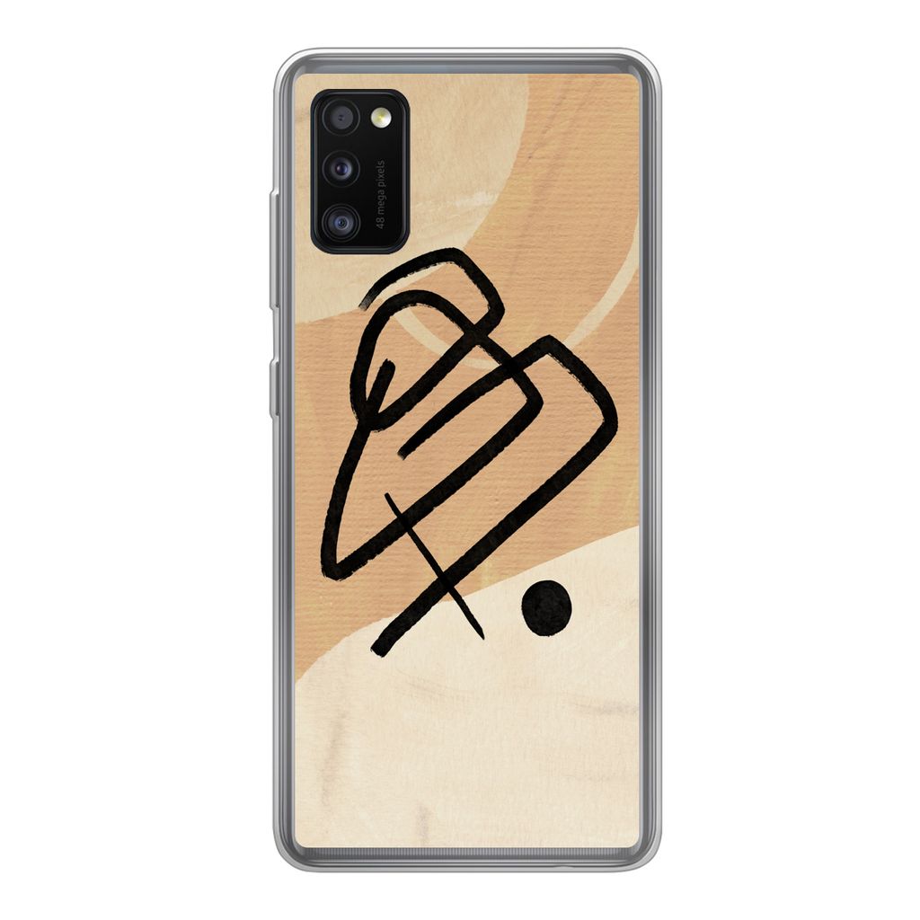 MuchoWow Handyhülle Schutzhülle Hülle für Samsung Galaxy A41 Schwarz - Design - Braun Silikon Softcase Handy Hülle - Mobiltelefon