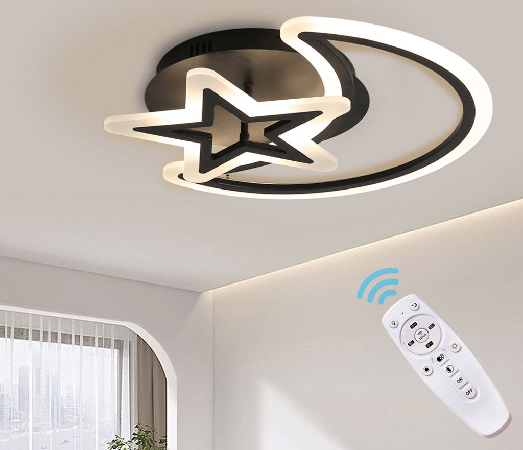 Moderne LED Deckenleuchte Stern Mond 3000K-6000K Dimmbare Produktbild 