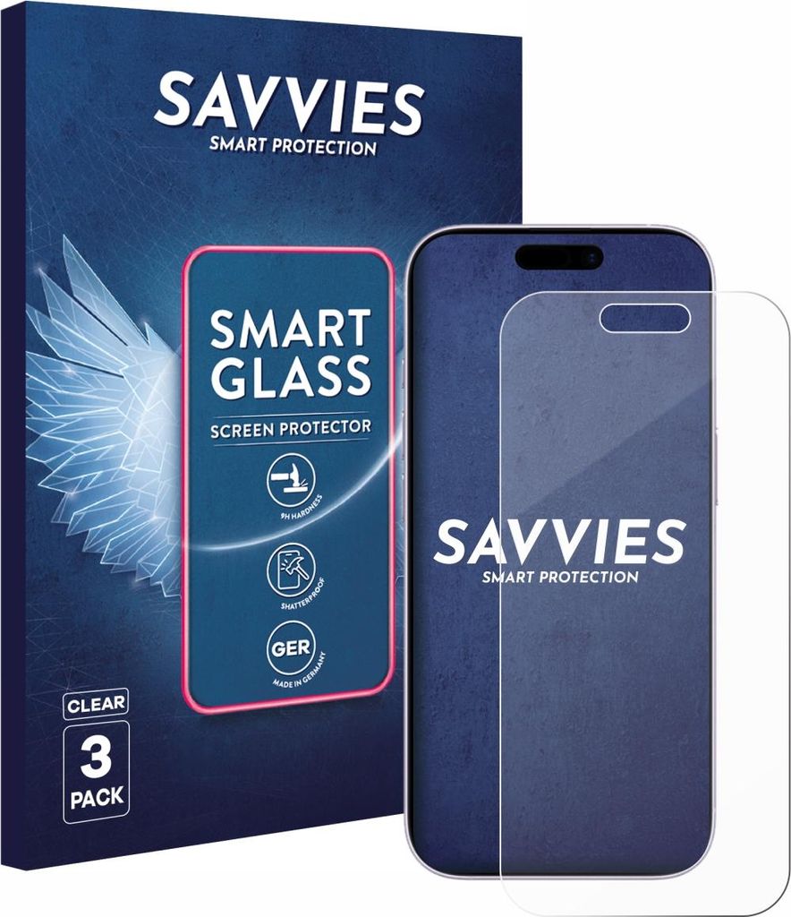 3x Savvies Schutzglas Folie für Apple iPhone 17 9H Panzer Schutzfolie Glas Displayschutz klar transparent