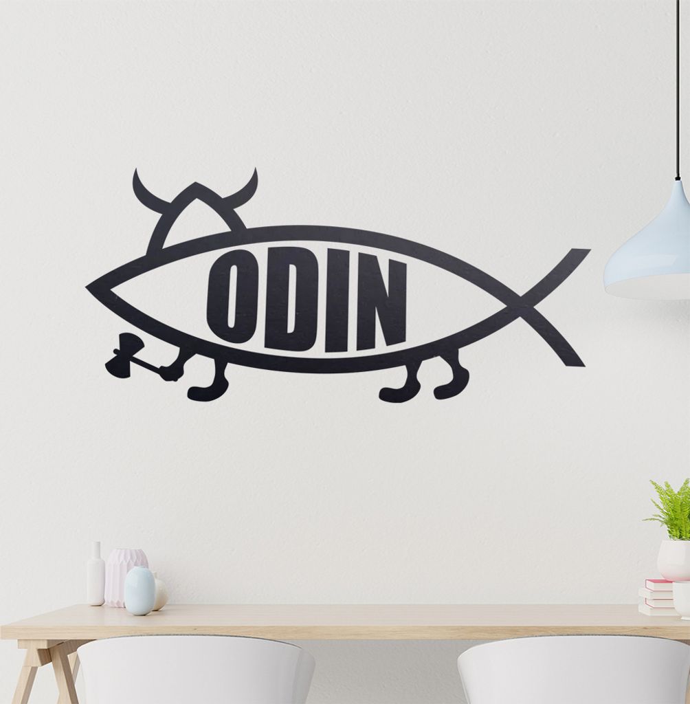 Odin Fisch Fish Wandtattoo in 6 Größen - Wandaufkleber Wall Sticker - Dekoration, Küche, Wohnzimmer, Schlafzimmer, Badezimmer