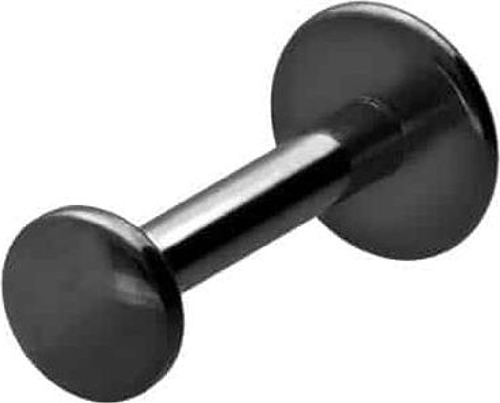 Ohrpiercing, Nasenpiercing Chirurgenstahl Labret mit Innengewinde FLAT-DISC Schwarz Stablänge: 6mm | Discgröße: 3mm