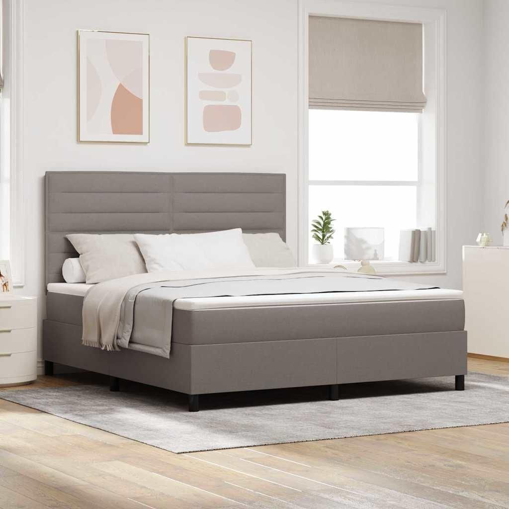 Möbel Boxspringbett mit Matratze Taupe 180 x 200 cm Stoff - Klassische Betten 3339333