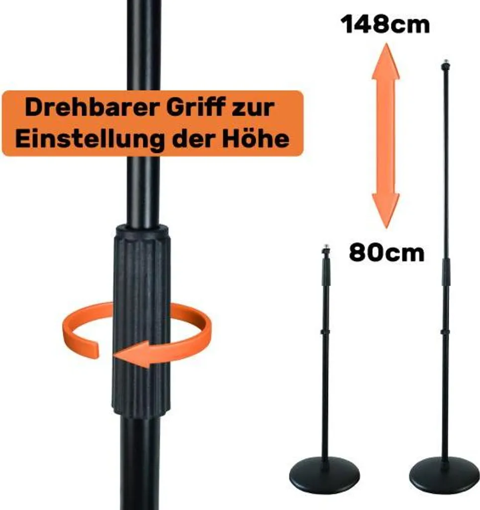 keepdrum MS015 Asta Dritta Microfono + Clamp Tablet per Cantanti - 5