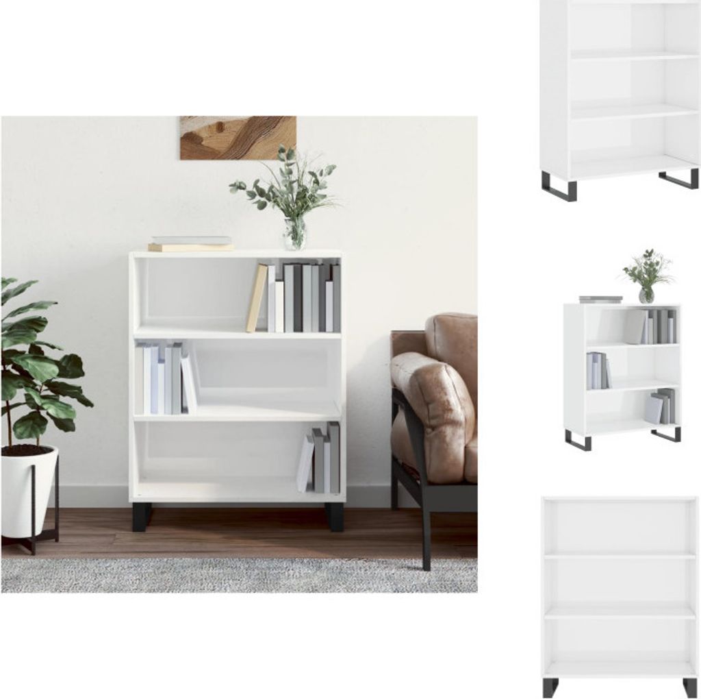 vidaXL Regalschrank Hochglanz-Weiß 69,5x32,5x90 cm Holzwerkstoff - Sideboards