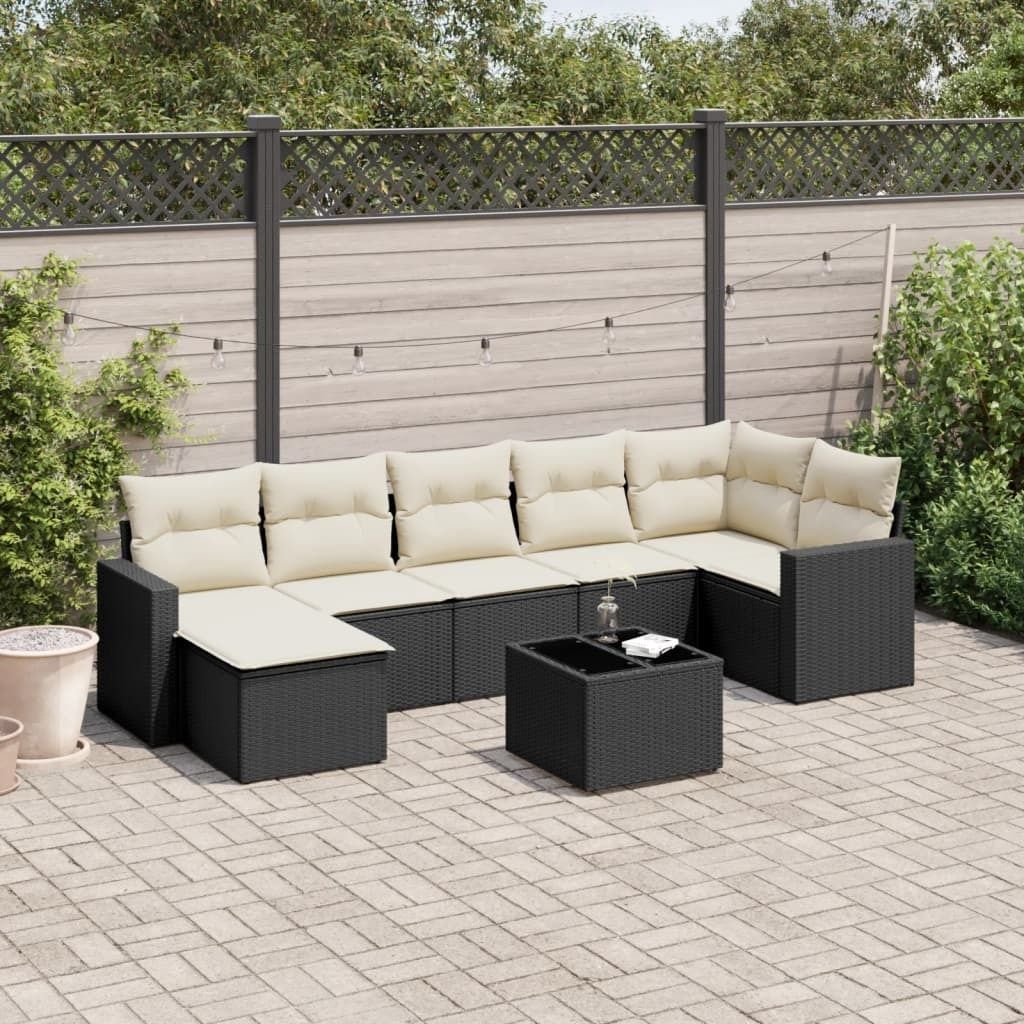 Design 8-tlg. Garten-Sofagarnitur mit Kissen Schwarz Poly Rattan, Gartensofas 2024 Neu