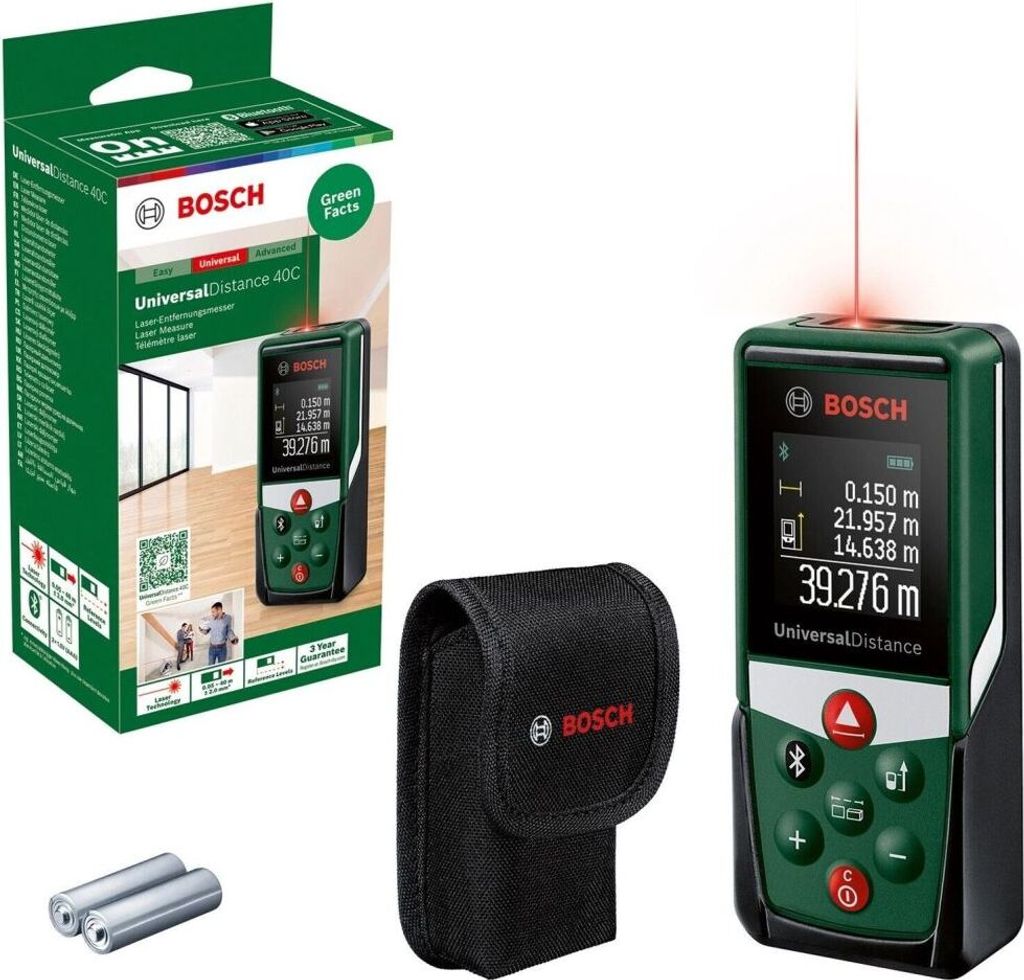 Bosch UniversalDistance 40C, 40 m, 2 mm/m, 4 s, Rot, 635 Nm Produktbild 