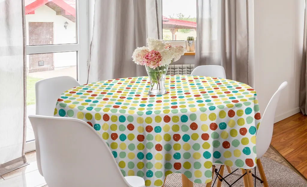 Offerta Tovaglia Rotonda 150 cm ABAKUHAUS - Cerchi Grunge Multicolore
