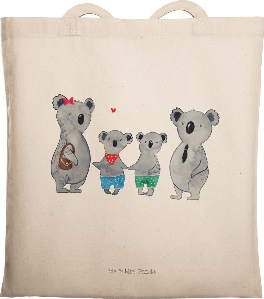 Mr. & Mrs. Panda Schultasche Koala Familie zwei - Transparent - Geschenk, Zusammen, Shopping Tasche, canvas, Tote Bag, Jutebeutel, Koalabär, Mutte...