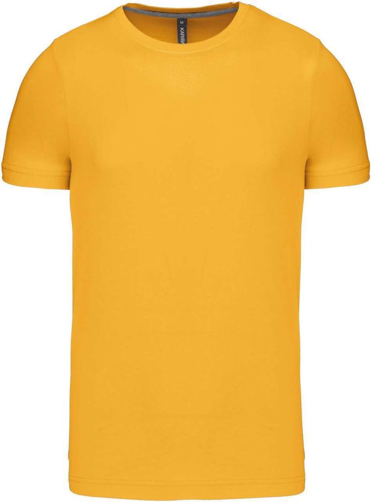 Kariban Herren T-Shirt Kurzarm Crew Neck Baumwolle Top Sommer Shirts, Größe:L, Farbe:Gelb