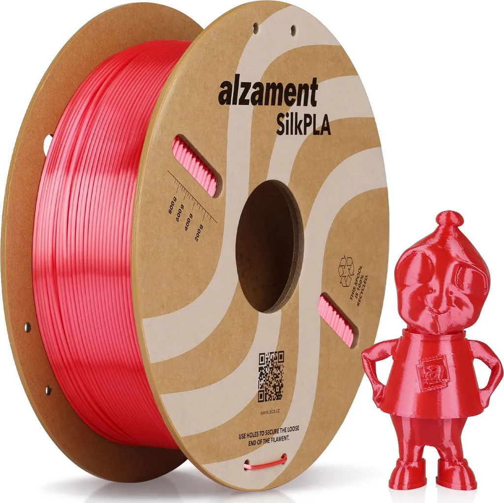 Bobine de Filament PLA Silk Rouge 1kg Alzament pour Imprimante 3D FDM