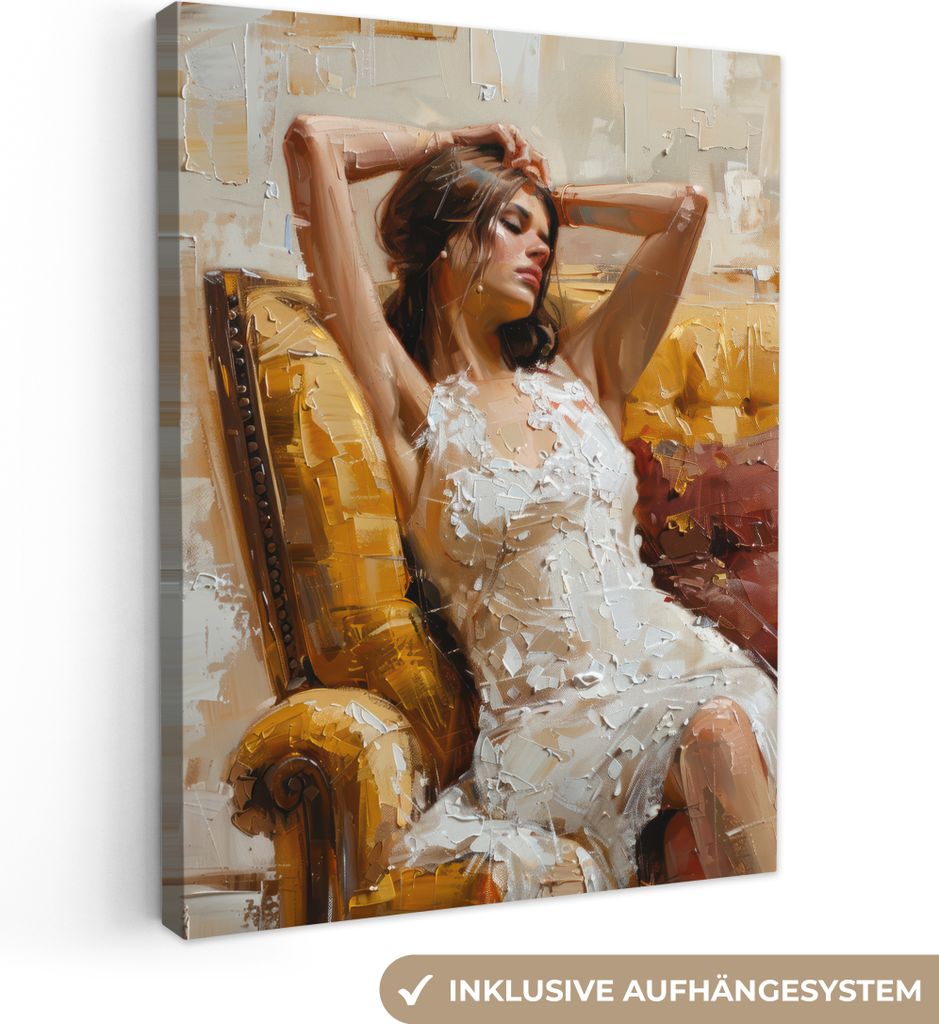 MuchoWow - Leinwandbilder - Frau - Kunst - Abstrakt - Modern, Wandbild, Wanddeko Bilder Wohnzimmer, 30x40 cm