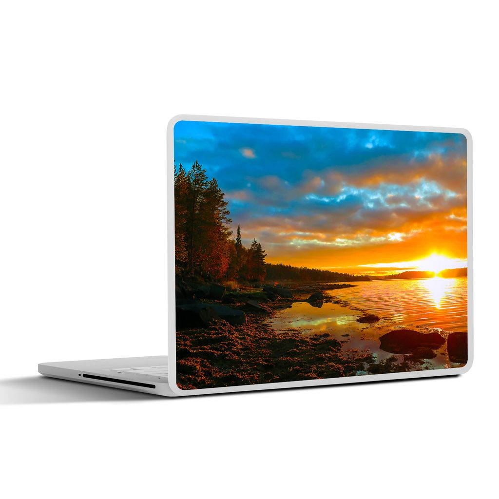 MuchoWow Laptop Aufkleber Sticker Cover Sonne - Landschaft - Wasser - Bäume 31x22.5 cm - Laptop-Deko