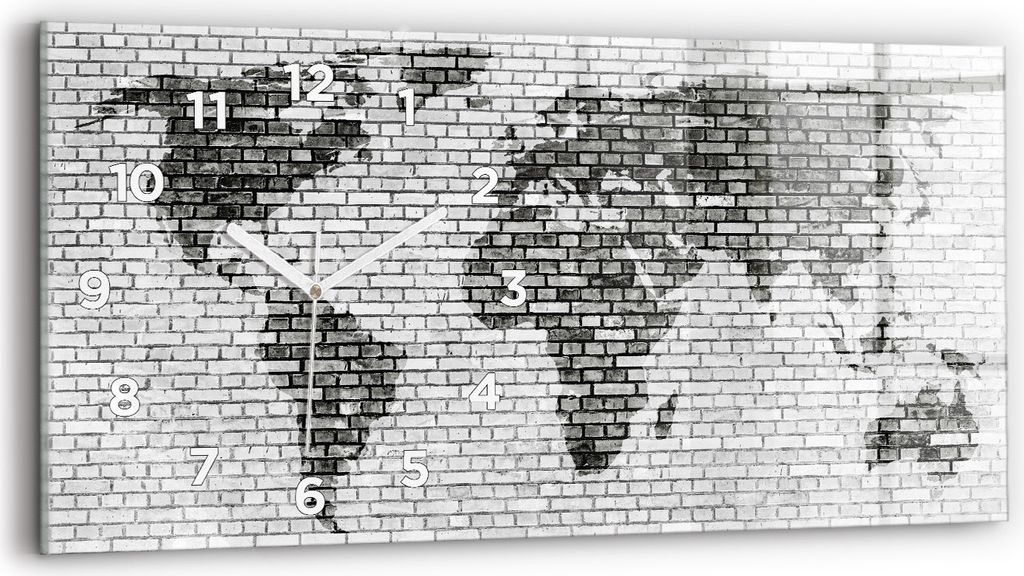 Wallfluent Wanduhr – Stilles Quarzuhrwerk - Uhr Dekoration Wohnzimmer Schlafzimmer Küche - Zifferblatt - weiße Zeiger - 60x30 cm - Ziegelmauerk...